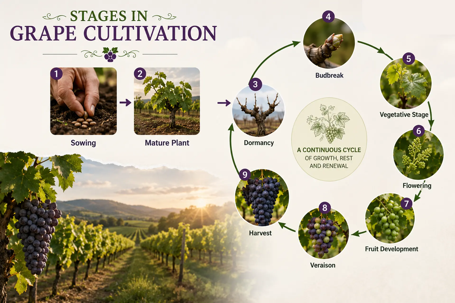 Stages in grape cultivation